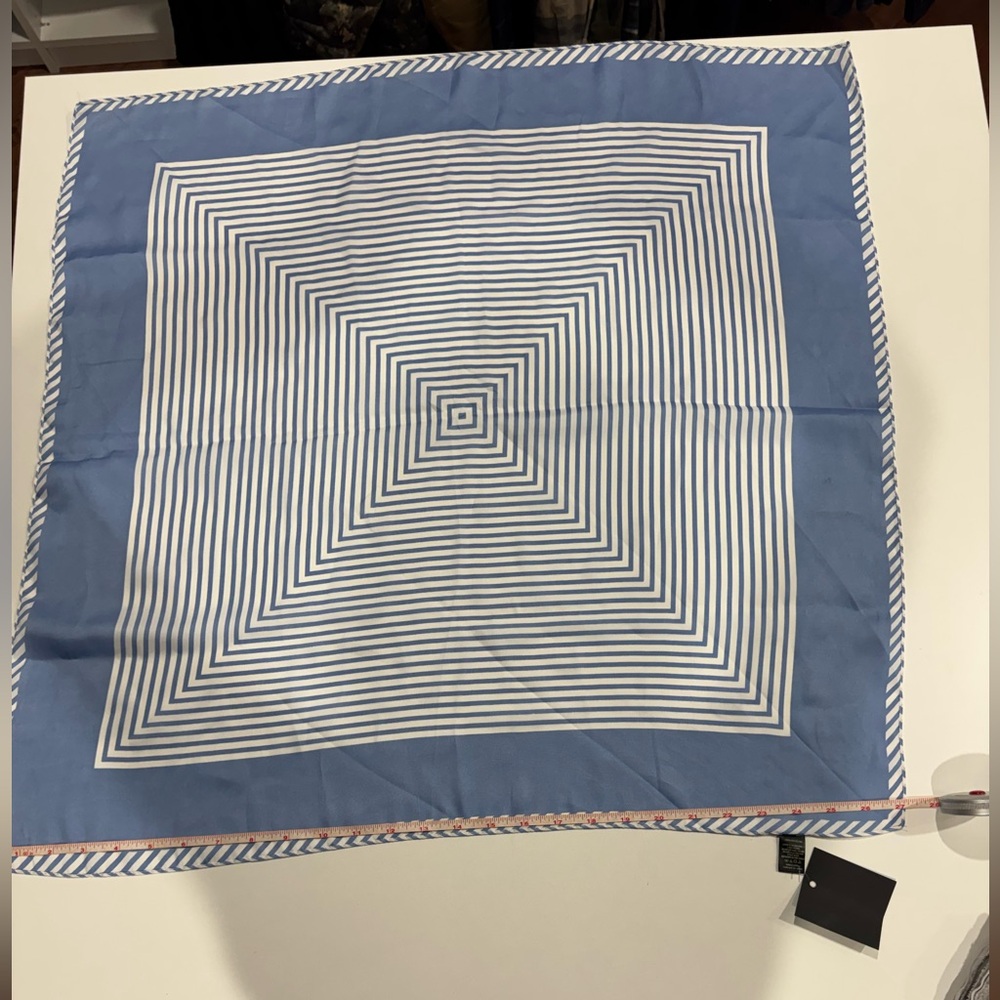 Blue and White Geometric Scarf